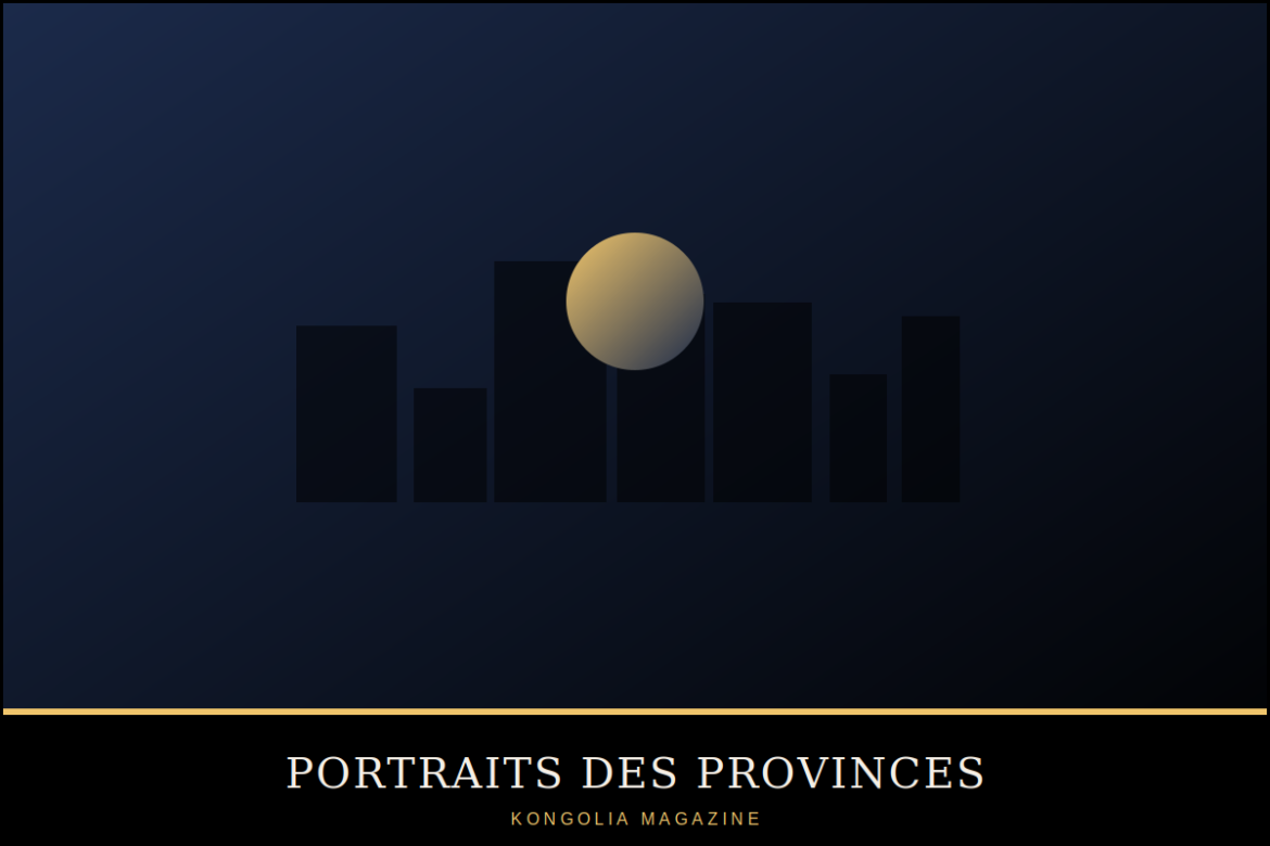 Illustration stylisée de bâtiments historiques et d'un estuaire évoquant la ville de Boma.
