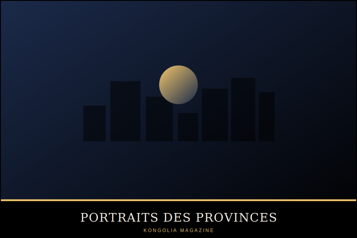 Illustration stylisée d'une gare et d'un fleuve évoquant la ville de Kindu.