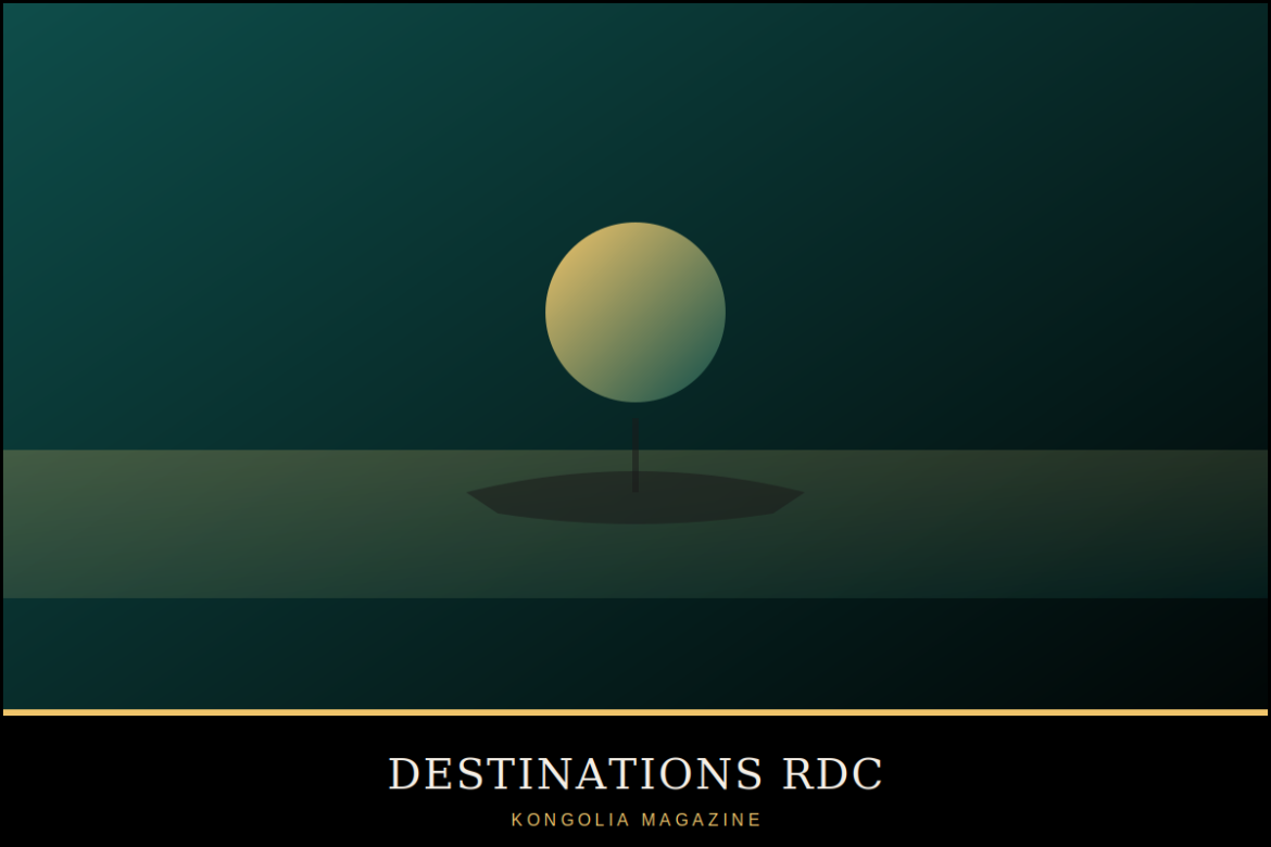 Illustration stylisée type infographie représentant la croissance du tourisme en RDC vers 2030.